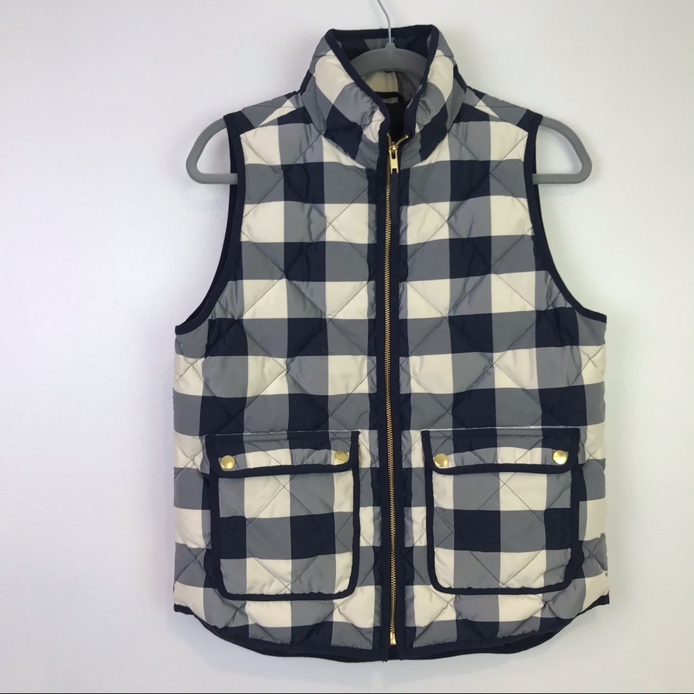 J.Crew vest puffer buffalo plaid check blue Small